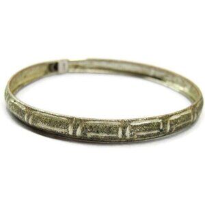Greek Key Flex Pattern Bangle Fold Over Closure Sterling Silver 925 Bracelet Fas